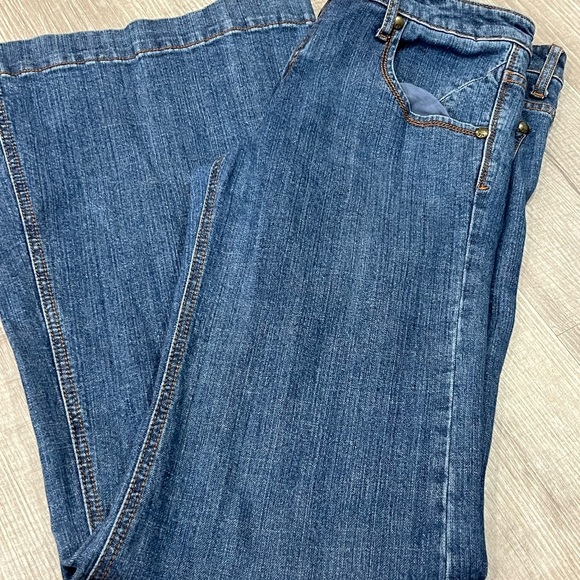 Free People vintage Dark Blue Flare Jeans low rise - Picture 3 of 5